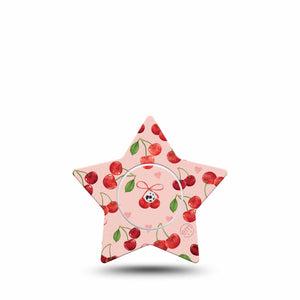 ExpressionMed Cherries Freestyle Libre 2 and Libre 2 Plus Star Shape Tape, Abbott Lingo, Single Tape and Single Sticker Red Cherries, Adhesive Tape CGM Design