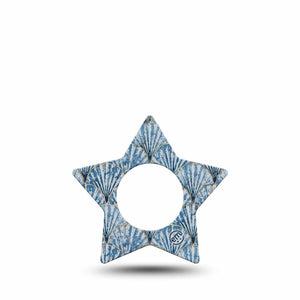 ExpressionMed Seashells Freestyle Libre 2 and Libre 2 Plus Star Shape Tape, Abbott Lingo, Single Tape Summer Blue Sea Life, Adhesive Tape CGM Design