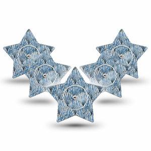 ExpressionMed Seashells Freestyle Libre 2 and Libre 2 Plus Star Shape Tape, Abbott Lingo, 5-Pack Tape and 5-Pack Sticker Aesthetic Sea Shell Pattern, Patch CGM Design