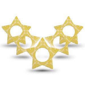 ExpressionMed Yellow Sundress Freestyle Libre 2 and Libre 2 Plus Star Shape Tape, Abbott Lingo, 5-Pack Tape Golden Ornamental Sunbursts, Adhesive Tape CGM Design