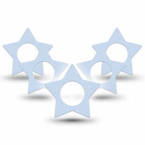 ExpressionMed Light Wash Jeans Freestyle Libre 2 and Libre 2 Plus Star Shape Tape, Abbott Lingo, 5-Pack Tape Sky Blue Inspired, Adhesive Tape CGM Design