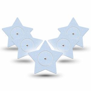 ExpressionMed Light Wash Jeans Freestyle Libre 2 and Libre 2 Plus Star Shape Tape, Abbott Lingo, 5-Pack Tape and 5-Pack Sticker Sky Blue Inspired, Adhesive Tape CGM Design