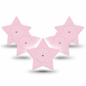 ExpressionMed Baby Pink Freestyle Libre 2 and Libre 2 Plus Star Shape Tape, Abbott Lingo, 5-Pack Tape and 5-Pack Sticker Solid Baby Pink, Adhesive Tape CGM Design
