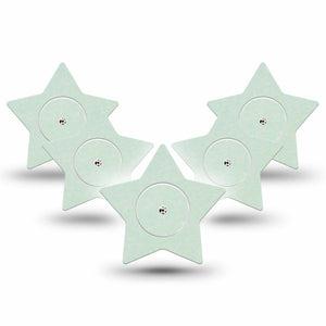 ExpressionMed Mint Green Freestyle Libre 2 and Libre 2 Plus Star Shape Tape, Abbott Lingo, 5-Pack Tape and 5-Pack Sticker Color Sample Inspired, Adhesive Tape CGM Design