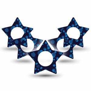 ExpressionMed Blue Drops Freestyle Libre 2 and Libre 2 Plus Star Shape Tape, Abbott Lingo,  5-Pack Tape Circular Blue Shapes, Adhesive Tape CGM Design