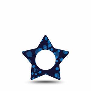 ExpressionMed Blue Drops Freestyle Libre 2 and Libre 2 Plus Star Shape Tape, Abbott Lingo, Single Tape Drops Of Blue Inspired, Adhesive Tape CGM Design