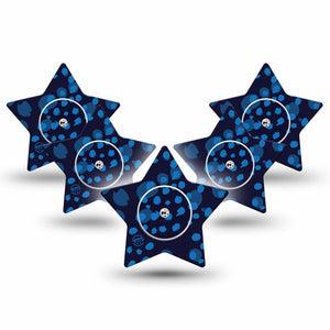 ExpressionMed Blue Drops Freestyle Libre 2 and Libre 2 Plus Star Shape Tape, Abbott Lingo,  5-Pack Tape and 5-Pack Sticker Circular Blue Shapes, Adhesive Tape CGM Design