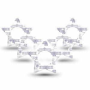ExpressionMed Airplane Freestyle Libre 2 and Libre 2 Plus Star Shape Tape, Abbott Lingo,  5-Pack Tape Stenciled Aircraft, Adhesive Tape CGM Design