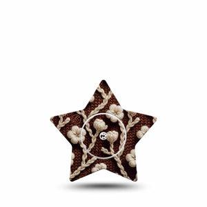 ExpressionMed Cozy Sweater Freestyle Libre 2 and Libre 2 Plus Star Shape Tape, Abbott Lingo, Single Tape and Single Sticker Autumn Knit Inspired, Adhesive Tape CGM Design
