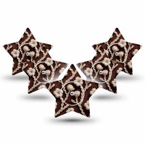 ExpressionMed Cozy Sweater Freestyle Libre 2 and Libre 2 Plus Star Shape Tape, Abbott Lingo,  5-Pack Tape and 5-Pack Sticker Ivory Knitted Inspired Florals, Adhesive Tape CGM Design