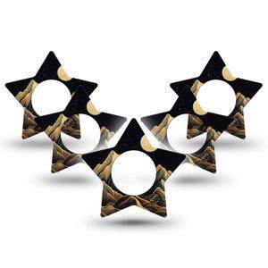 ExpressionMed Black Mountain Freestyle Libre 2 and Libre 2 Plus Star Shape Tape, Abbott Lingo, 5-Pack Tape Black Gold Moon Summit, Adhesive Tape CGM Design