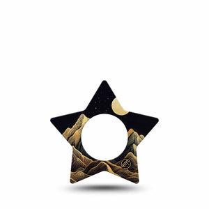 ExpressionMed Black Mountain Freestyle Libre 2 and Libre 2 Plus Star Shape Tape, Abbott Lingo, Single Tape Line Art Nature Scene, Adhesive Tape CGM Design