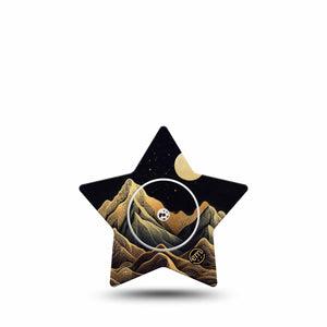 ExpressionMed Black Mountain Freestyle Libre 2 and Libre 2 Plus Star Shape Tape, Abbott Lingo, Single Tape and Single Sticker Line Art Nature Scene, Adhesive Tape CGM Design