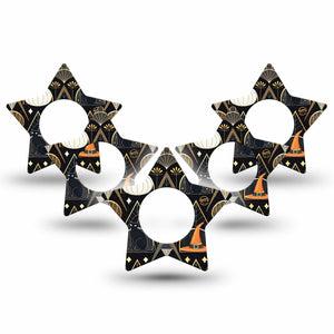 ExpressionMed Art Deco Halloween Freestyle Libre 2 and Libre 2 Plus Star Shape Tape, Abbott Lingo,  5-Pack Tape Geometric Halloween Style, Adhesive Tape CGM Design