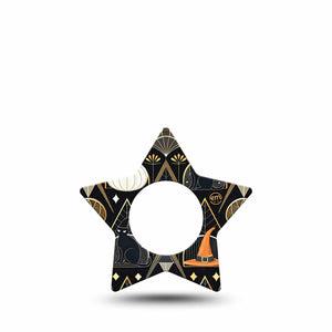 ExpressionMed Art Deco Halloween Freestyle Libre 2 and Libre 2 Plus Star Shape Tape, Abbott Lingo, Single Tape Classic Halloween Motifs, Adhesive Tape CGM Design