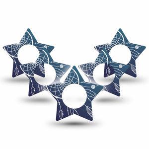 ExpressionMed Blue Dreamcatcher Freestyle Libre 2 and Libre 2 Plus Star Shape Tape, Abbott Lingo, 5-Pack Tape Ocean Hues Plaster CGM Design