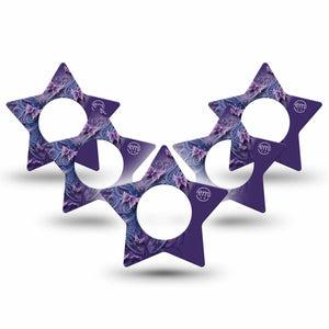 ExpressionMed Purple Butterfly Freestyle Libre 2 and Libre 2 Plus Star Shape Tape, Abbott Lingo, 5-Pack Tape Purple Wings, Fixing Ring Tape CGM Design