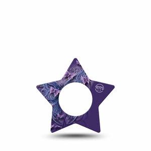 ExpressionMed Purple Butterfly Freestyle Libre 2 and Libre 2 Plus Star Shape Tape, Abbott Lingo, Single Tape Delicate Butterfly, Fixing Ring Tape CGM Design