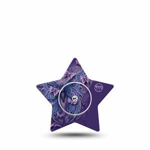 ExpressionMed Purple Butterfly Freestyle Libre 2 and Libre 2 Plus Star Shape Tape, Abbott Lingo, Single Tape and Single Sticker Graceful Flight, Fixing Ring Tape CGM Design