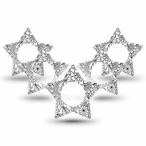 ExpressionMed Color Me Flower Freestyle Libre 2 and Libre 2 Plus Star Shape Tape, Abbott Lingo, 5-Pack Tape Black White Blooms Plaster CGM Design