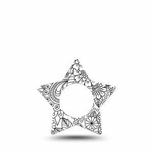 ExpressionMed Color Me Flower Freestyle Libre 2 and Libre 2 Plus Star Shape Tape, Abbott Lingo, Single Tape Black White Floral Plaster CGM Design