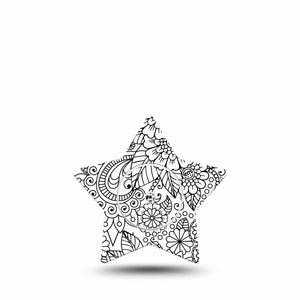 ExpressionMed Color Me Flower Freestyle Libre 2 and Libre 2 Plus Star Shape Tape, Abbott Lingo, Single Tape and Single Sticker Artistic Petals Plaster CGM Design