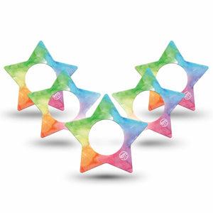 ExpressionMed Rainbow Clouds Libre Star Tape 5-Pack watercolor patch design, Abbott Lingo