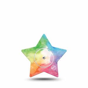 ExpressionMed Rainbow Clouds Libre Star Single Tape and Sticker multicolor plaster design, Abbott Lingo