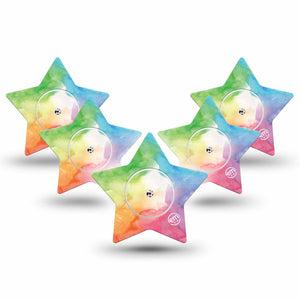 ExpressionMed Rainbow Clouds Libre Star Tape 5-Pack Tapes and Stickers watercolor patch design, Abbott Lingo