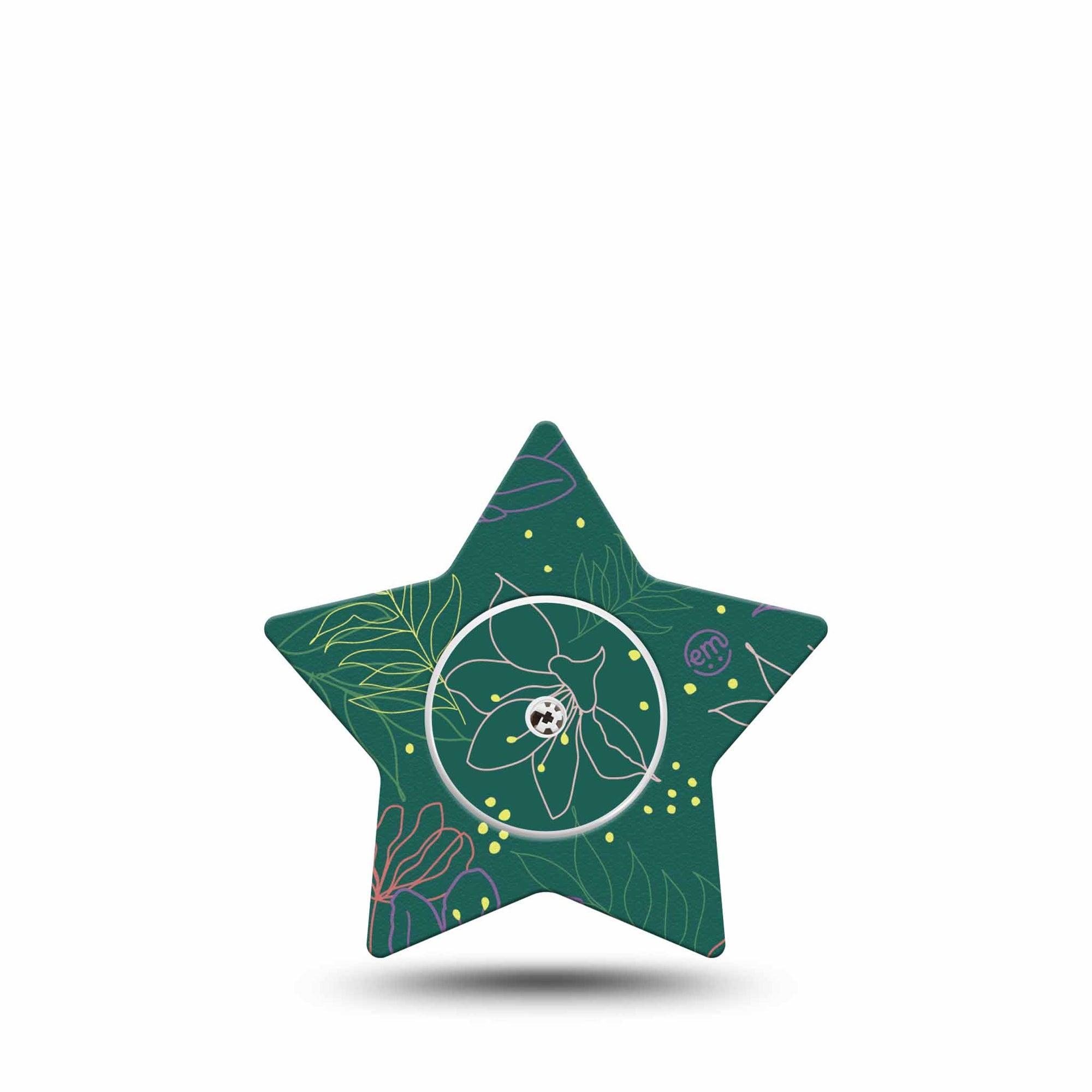 ExpressionMed Graphic Petals Freestyle Libre 2 and Libre 2 Plus Star Shape Tape, Abbott Lingo, Single Tape and Single Sticker Modern Petals, Adhesive Tape CGM Design