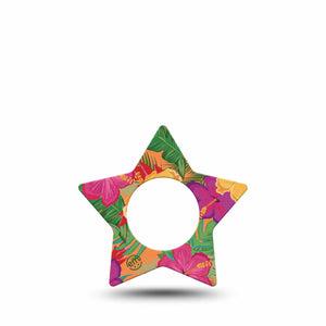 ExpressionMed Bright Hibiscus Freestyle Libre 2 and Libre 2 Plus Star Shape Tape, Abbott Lingo, Single Tape Sunny Petals Plaster CGM Design