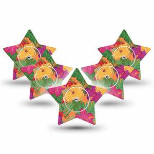 ExpressionMed Bright Hibiscus Freestyle Libre 2 and Libre 2 Plus Star Shape Tape, Abbott Lingo, 5-Pack Tape and 5-Pack Sticker Radiant Beauty Plaster CGM Design