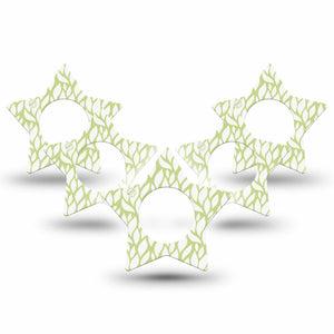 ExpressionMed Sage Greens Freestyle Libre 2 and Libre 2 Plus Star Shape Tape, Abbott Lingo,  5-Pack Tape Herbal Green, Adhesive Tape CGM Design