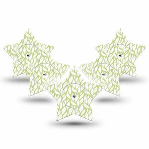 ExpressionMed Sage Greens Freestyle Libre 2 and Libre 2 Plus Star Shape Tape, Abbott Lingo,  5-Pack Tape and 5-Pack Sticker Herbal Green, Adhesive Tape CGM Design
