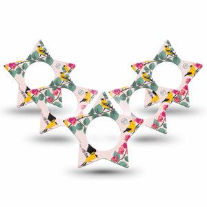 ExpressionMed Yellow Finch Freestyle Libre 2 and Libre 2 Plus Star Shape Tape, Abbott Lingo,  5-Pack Tape Golden Plumage, Adhesive Tape CGM Design