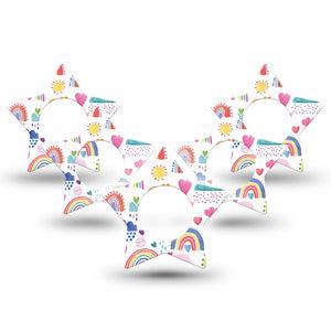 ExpressionMed Rainbows of Hope Libre Star Tape 5-Pack tiny rainbows design, Abbott Lingo