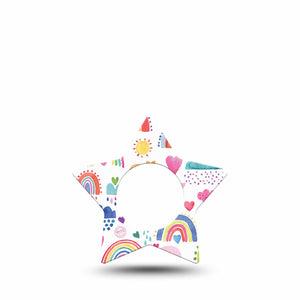 ExpressionMed Rainbows of Hope Libre Star Tape cute rainbows patch design, Abbott Lingo