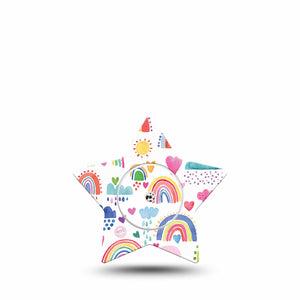 ExpressionMed Rainbows of Hope Libre Star Tape cute rainbows patch design, Abbott Lingo with center sticker