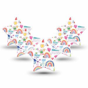 ExpressionMed Rainbows of Hope Libre Star Tape 5-Pack tiny rainbows design, Abbott Lingo with center stickers