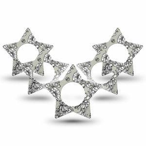 ExpressionMed Black Lace Freestyle Libre 2 and Libre 2 Plus Star Shape Tape, Abbott Lingo,  5-Pack Tape Lace Texture, Adhesive Tape CGM Design