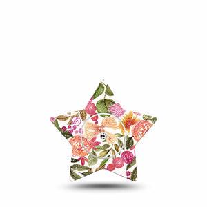 ExpressionMed Spring Bouquet Freestyle Libre 2 Star Shape Tape, Abbott Lingo,  Single Tape Spring Florals Adhesive Tape CGM Design with Center Sticker