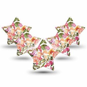 ExpressionMed Spring Bouquet Freestyle Libre 2 Star Shape Tape, Abbott Lingo,  5-Pack Springtime Bouquet Adhesive Tape CGM Design with Center Stickers