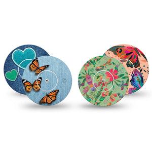 ExpressionMed Bursting Butterflies Variety Pack Freestyle Libre Tape and Sticker, 8-Pack Variety, Flutter Fantasy, CGM Overlay Tape Design