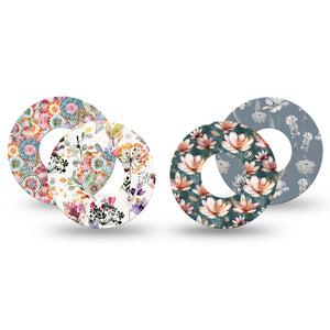 ExpressionMed Tranquil Flowers Variety Pack Libre 2 Tape, 4-Pack, Fragrant Florals Inspired, CGM Plaster Patch Design
