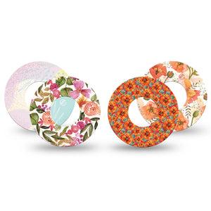 ExpressionMed Sunkissed Tropics Variety Pack Libre Tape, 4-Pack, Artistic Floral Inspired Themed, CGM Overlay Patch
