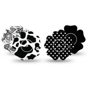 ExpressionMed Opposites Attract Variety Freestyle Libre 2 Flower Shape Tape 8-Pack Variety Simple Noir Designs Plaster CGM Design, Abbott Lingo