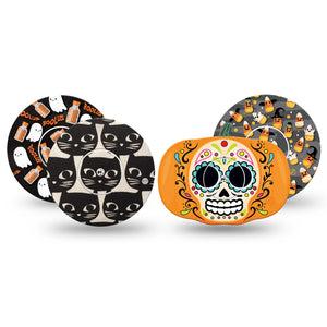 ExpressionMed Spooky Variety Pack Freestyle Libre Tape, Abbott Lingo,  4-Pack Tape and 4-Pack Sticker Variety Scary Skulls and Ghouls Fixing Ring Tape Continuous Glucose Monitor Design