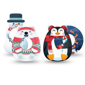 ExpressionMed Jingle All The Way Variety Pack Freestyle Libre Tape, Abbott Lingo, 4-Pack Tape Variety Christmas-Time Artwork, Fixing Ring Tape Continuous Glucose Monitor Design