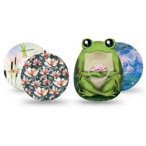 ExpressionMed Pondside Variety Pack Freestyle Libre and Libre 2 Plus Tape, Abbott Lingo, 4-Pack Tape and 4-Pack Sticker Variety Pond Nature Life Inspired, Fixing Ring Tape Continuous Glucose Monitor Design