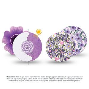 ExpressionMed Purple Hues Variety Pack Freestyle Libre and Libre 2 Plus Tape, Abbott Lingo, 4-Pack Tape and 4-Pack Stickers Variety Sunlight-Responsive Color, Fixing Ring Tape Continuous Glucose Monitor Design